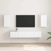 Prolenta Meuble TV mural exclusif - 2 pièces, blanc, en panneaux de particules