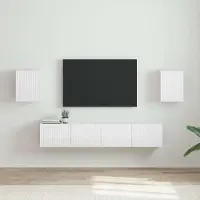 Prolenta Meuble TV mural exclusif - 2 pièces, en bois stratifié blanc brillant