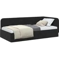 Syfax Cadre de lit d'angle Noir 90 x 190 cm Velours