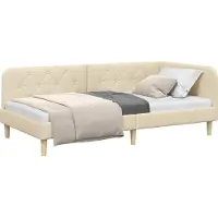 Syfax Cadre de lit d'angle Crème 100 x 200 cm tissu