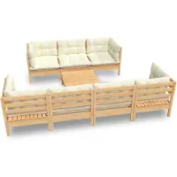vidaXL Ensemble salon de jardin 8 pièces avec coussins crème pin massif