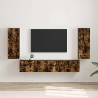 Prolenta Meuble TV mural exclusif - Ensemble de 2 pièces en bois stratifié chêne fumé