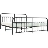 Syfax Cadre de lit métal sans matelas avec pied de lit noir 200x200cm