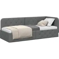 Syfax Cadre de lit d'angle Gris foncé 80 x 200 cm tissu