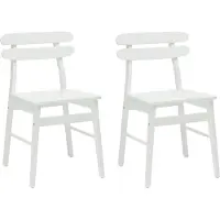 vidaXL - 2 chaises de salle à manger, bois massif de caoutchouc, couleur blanche