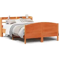 Syfax Cadre de lit sans matelas cire marron 150x200cm bois pin massif