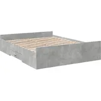 Syfax Cadre de lit avec tiroirs sans matelas gris béton 140x200 cm