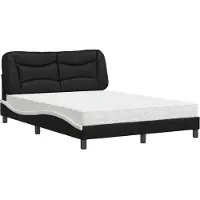 Syfax Lit avec matelas Hvar noir et blanc 120x200 cm similicuir