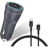 Connect IT Chargeur de voiture InCarz DUPLEX, 2x USB-C, 1x Lightning, ANTRACITE