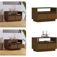 vidaXL Armoire TV Marron Miel 60x35x37 cm Pin massif - Armoire TV - Armoires TV - Buffet bas - Armoire stéréo
