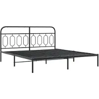 Syfax Cadre de lit métal sans matelas avec pied de lit noir 193x203cm