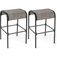 Costway Lot de 2 tabourets de bar Outdoor, chaises de bar avec assise tissu courbée, tabouret de comptoir jusqu'à 180kg, hauteur d'assise 76 cm, tabouret de bistrot sans dossier