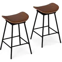 Costway Tabouret de bar (lot de 2), tabouret de comptoir pivotant à 360°, hauteur d'assise 71,5cm, tabouret en bois avec repose-pieds, tabouret de bistrot, tabouret de cuisine, marron