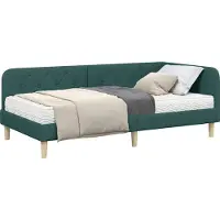 Syfax Cadre de lit d'angle Vert foncé 90 x 190 cm tissu