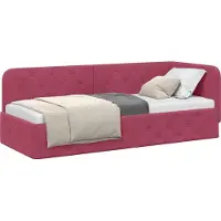 Syfax Cadre de lit d'angle Bordeaux 80 x 200 cm Velours