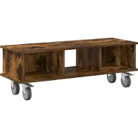 Syfax Meuble TV Chêne fumé 100 x 35 x 35 cm Bois d'ingénierie