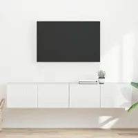 Prolenta Meuble TV mural exclusif - 2 pièces, en bois stratifié blanc brillant
