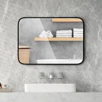 Costway Miroir de salle de bain rectangulaire, 70 cm x 50 cm grand miroir cosmétique avec film incassable & vis d'extension