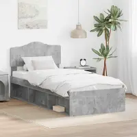 Prolenta Lit exclusif - Structure de lit gris béton, dimensions 90 x 200 cm, en bois massif de pin