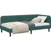 Syfax Cadre de lit d'angle Vert foncé 100 x 200 cm Velours