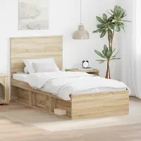 Prolenta Maison Exclusive - Cadre de lit en chêne Sonoma 90 x 190 cm Bois de pin massif