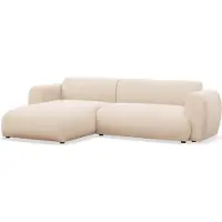 Selsey Emia - Canapé d'angle en L avec fonction sommeil, tissu chenille, orientation à gauche, beige clair