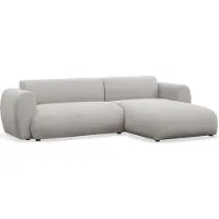 Selsey Emia - Canapé d'angle en L avec fonction sommeil, tissu chenille, orienté à droite, gris clair