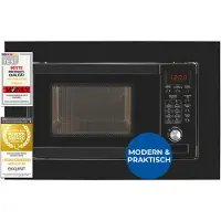 Exquisit Four à micro-ondes encastrable , 20 litres, micro-ondes + grill, 8 programmes de cuisson automatiques,numérique, EMW20.1 G noir