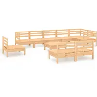 Syfax Salon de jardin 10 pcs Bois de pin massif