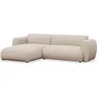Selsey Emia - Canapé d'angle en L avec fonction sommeil, chenille facile d'entretien, orienté à gauche, crème