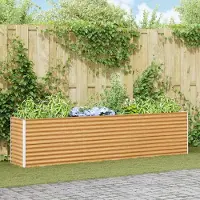 Prolenta Maison Exclusive - Jardinière surélevée, couleur marron clair, dimensions 290 x 50 x 68 cm, en acier galvanisé