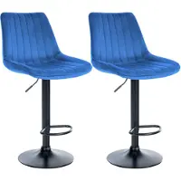CLP 2x Chaise de bar Toni - velours, structure chromée - Vert