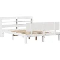 Syfax Cadre de lit avec tête de lit sans matelas blanc 150x200 cm