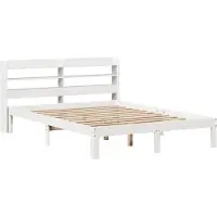 Syfax Cadre de lit avec tête de lit sans matelas blanc 150x200 cm