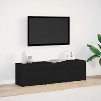 Prolenta Meuble TV exclusif avec éclairage LED, dimensions 140 x 34 x 40 cm, finition noire imitation chêne