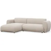 Selsey Emia - Canapé d'angle en L avec fonction sommeil, tissu chenille, orientation à gauche, beige