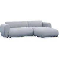 Selsey Emia - Canapé d'angle en L avec fonction sommeil, tissu chenille, orienté à droite, bleu clair