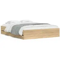 Syfax Cadre de lit avec tiroirs sans matelas chêne sonoma 140x190 cm