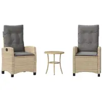 Syfax Ensemble de bistro 3 pcs coussins mélange beige résine tressée