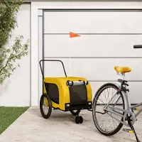 Prolenta Maison Exclusive - Remorque pour vélo, pour chiens, jaune et noire, en tissu Oxford et en fer
