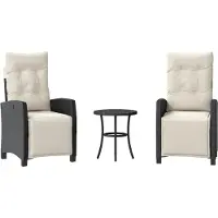 Syfax Ensemble de bistro 3 pcs avec coussins noir résine tressée