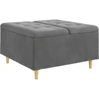 Syfax Pouf de rangement Gris foncé 80 x 80 x 45 cm Velours