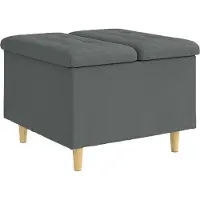 Syfax Pouf de rangement avec coussin Gris foncé 60 x 60 x 45 cm tissu