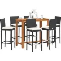 Prolenta Maison Exclusive - Ensemble de bar de jardin 7 pcs noir bois massif acacia rotin