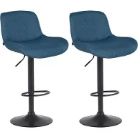 CLP 2x Chaise de bar Solon - tissu, châssis noir - brun foncé