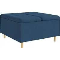 Syfax Pouf de rangement avec coussin Bleu 80 x 80 x 45 cm tissu