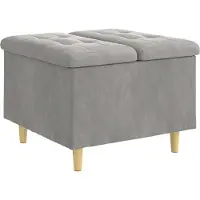 Syfax Pouf de rangement Gris clair 60 x 60 x 45 cm Velours