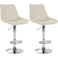 CLP 2x Chaise de bar Toni - simili-cuir, structure chromée - Crème