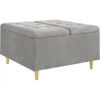 Syfax Pouf de rangement Gris clair 80 x 80 x 45 cm Velours