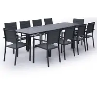 Happy Garden Salon de jardin VENEZIA extensible en textilène gris 10 places - aluminium anthracite